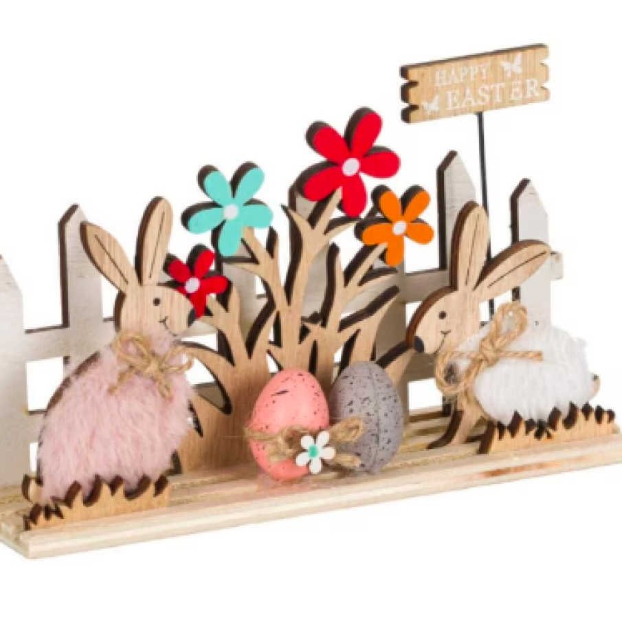 Decorațiune de Paște, iepure, lemn, 18x5x11 cm
