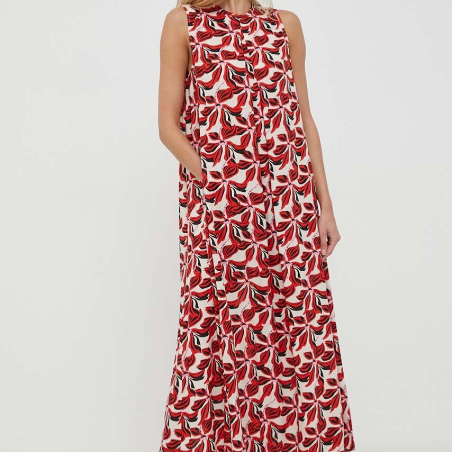 Rochie maxi United Colors of Benetton, din material aerisit, lejeră, cu un imprimeu bogat, de inspirație florală 