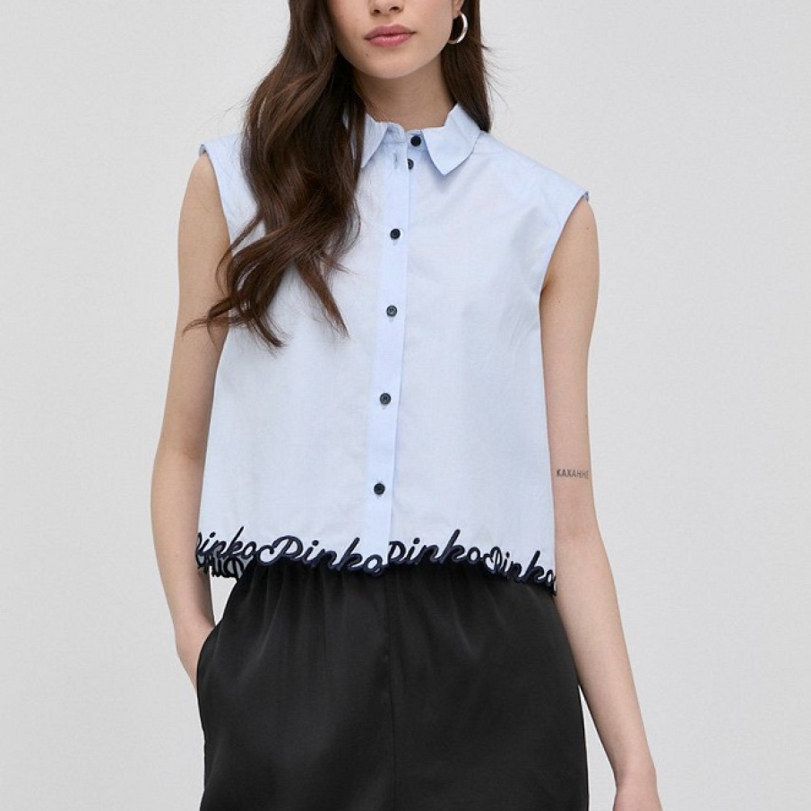 Cămașă Pinko scurtă, fără mâneci și cu finisaje decorative 