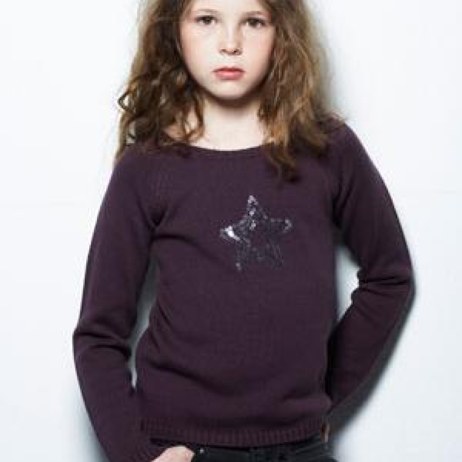 Pulover lung cu paiete stea