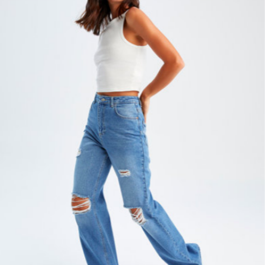  DeFacto Blugi cu talie înaltă cu rupturi decorative