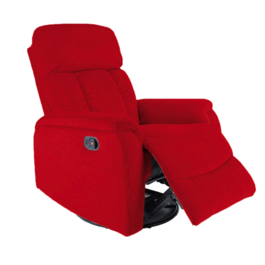 Fotoliu rotativ Kring Sofi, stofă, cu recliner și trei trepte de confort, Grena, 83 x 96 x 101 cm