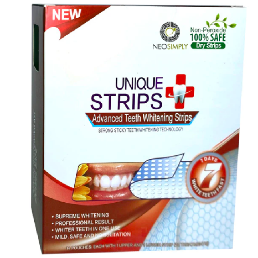 Set Benzi pentru albirea dintilor, Fara peroxid, NeoSimply, 14 plicuri, 65 g