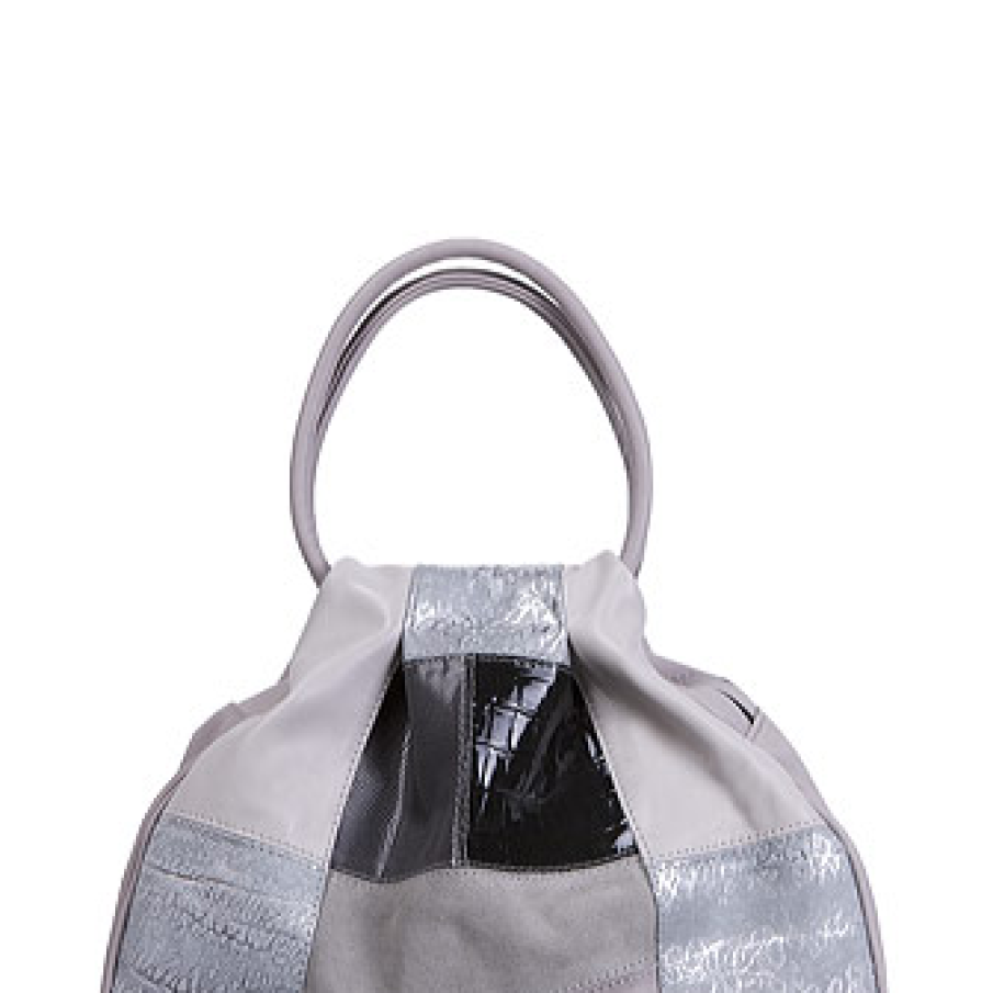 Geanta din piele naturala gri