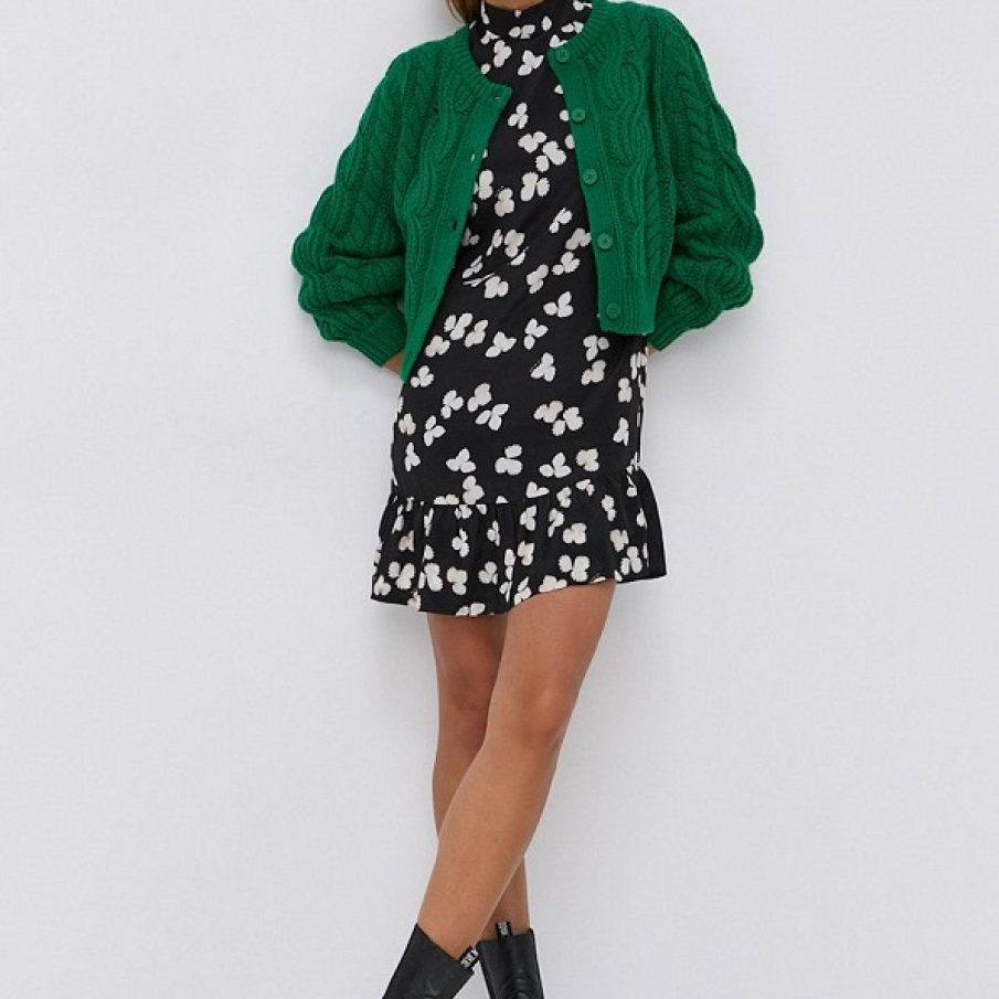 Cardigan din lână The Kooples, călduros, din tricot gros, cu împletituri decorative 