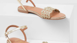 Sandale aurii din colecția Answear Lab din piele naturală, cu talpa joasă, stabilă, și toc plat