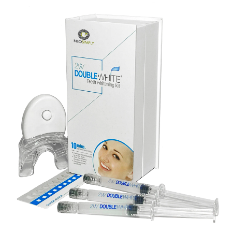 Kit pentru albirea dintilor, NeoSimply, Aparat cu 5xLED, Gel de albire fara peroxid (3 seringi de 3ml), Gutiera