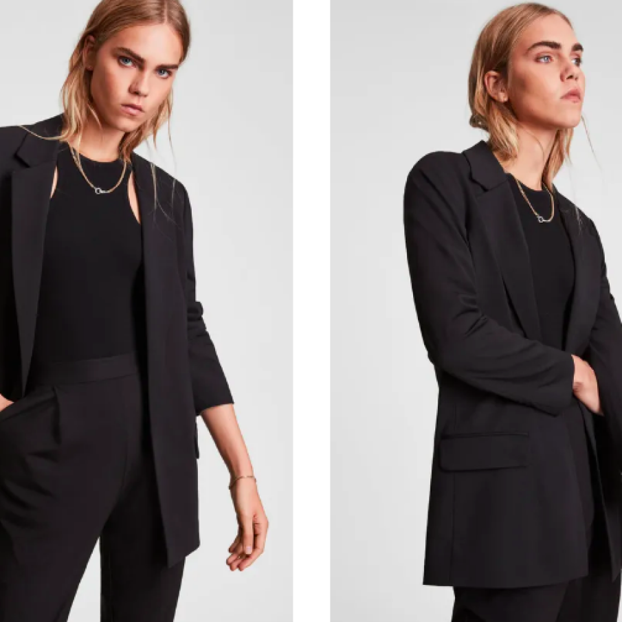 AllSaints Sacou culoarea negru, desfăcut, material neted