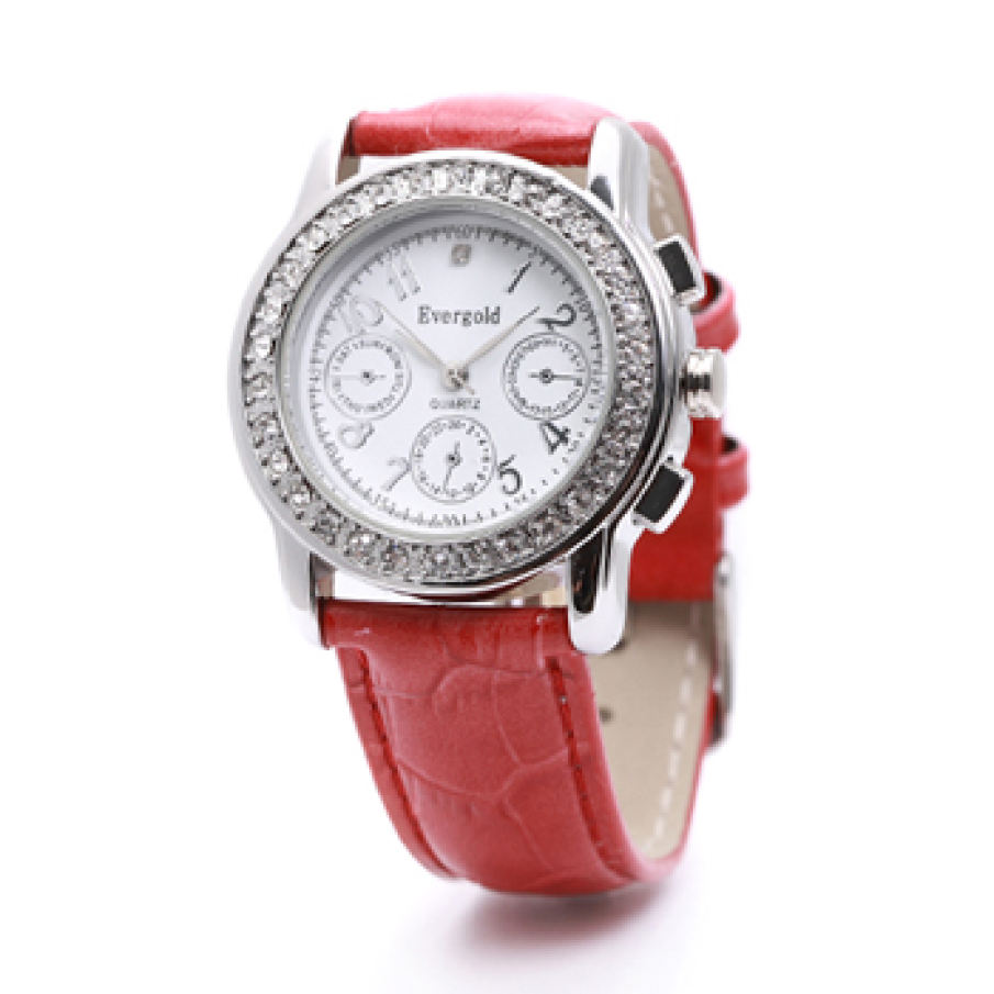 Ceas cu pietricele si curea din imitatie piele sarpe 