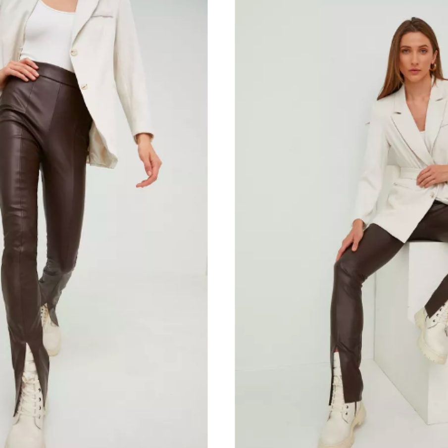 Answear Lab pantaloni femei, culoarea maro, evazati, high waist