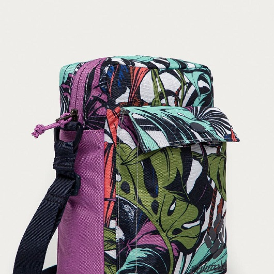 Borsetă Columbia într-un imprimeu vesel și interesant, cu buzunar frontal. 