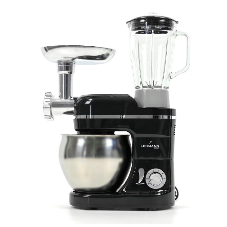 Robot de bucătărie Lehmann Mastic, tocător de carne, blender, 3 în 1, 1300 W, 6 viteze, bol de 5 l, 550x415x215, 7 kg, negru