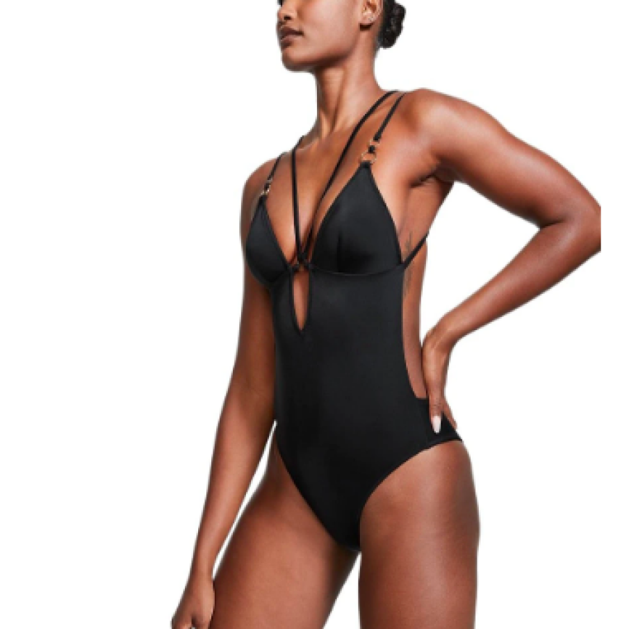 Costum de baie întreg Rings Strappy One-Piece, Negru