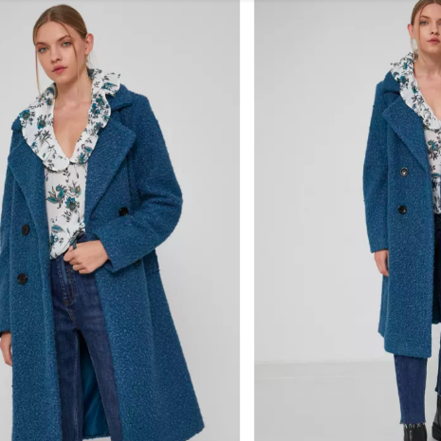 Palton albastru din material texturat