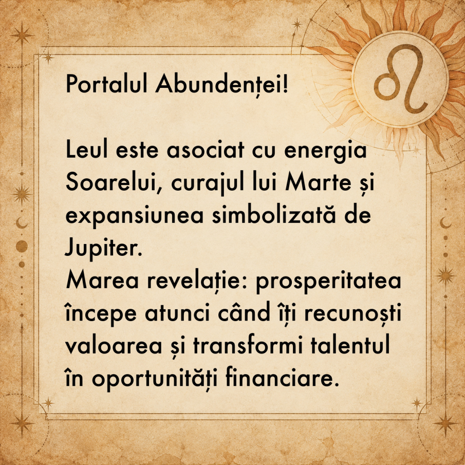 Leu cu Leu pentru... Leu! Zodia care deschide Portalul ABUNDENȚEI