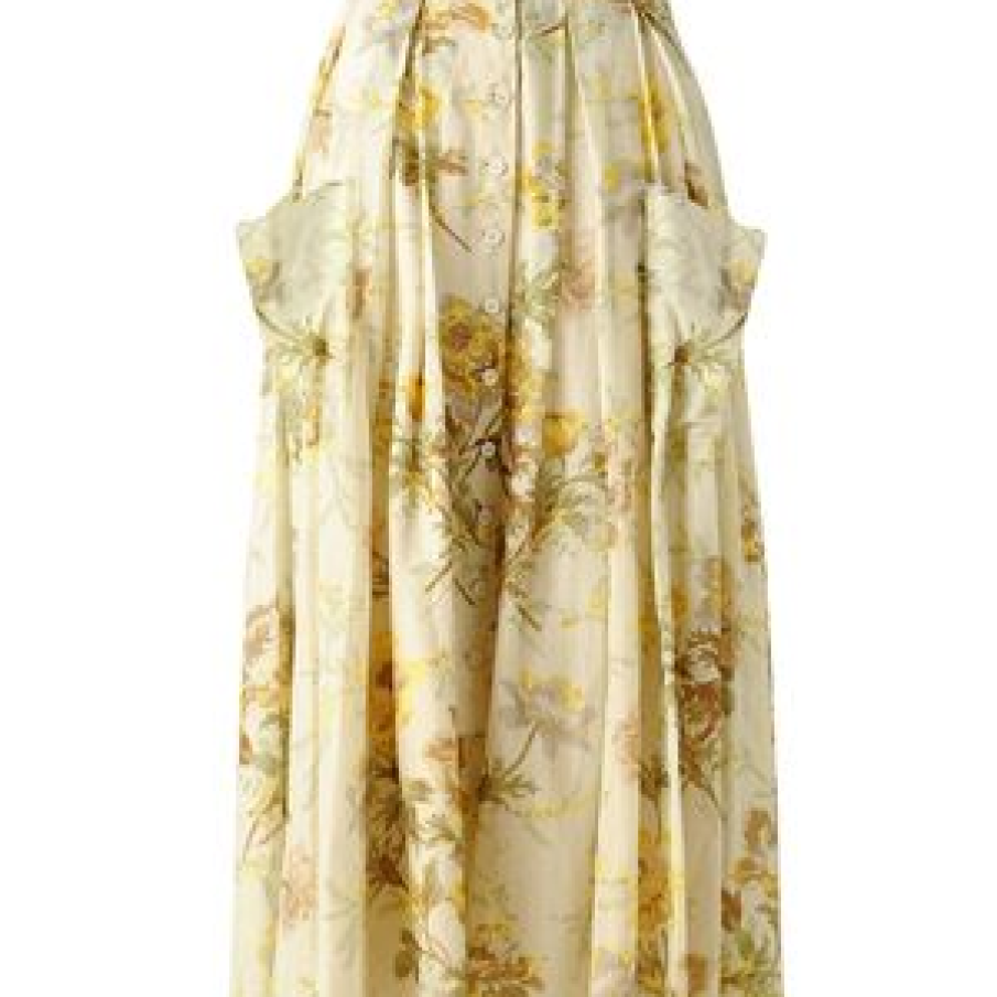 Fusta Sol cu imprimeu floral si buzunare - foarte lejera