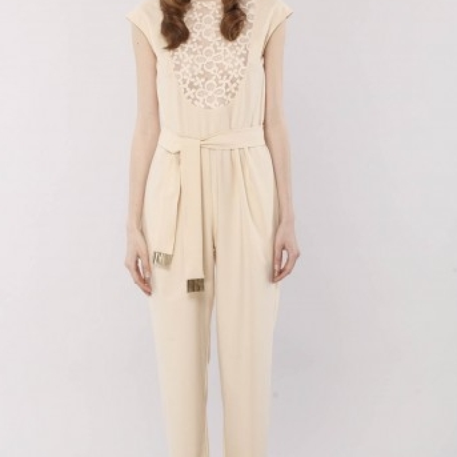 Salopeta de vara cu insertie din dantela 