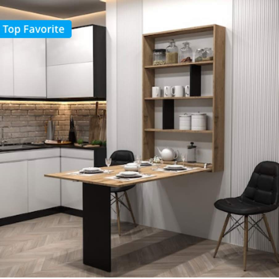 Masă extensibilă de perete Eden, stejar wotan/ negru