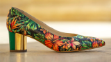 CONDUR by alexandru, Pantofi cu vârf ascuțit și detaliu metalic pe toc Chaterine, Verde/Oranj/Negru