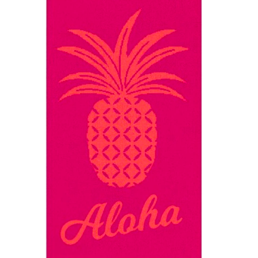 Prosop plajă SummerBeach din bumbac cu model, Roz, 150x75 cm