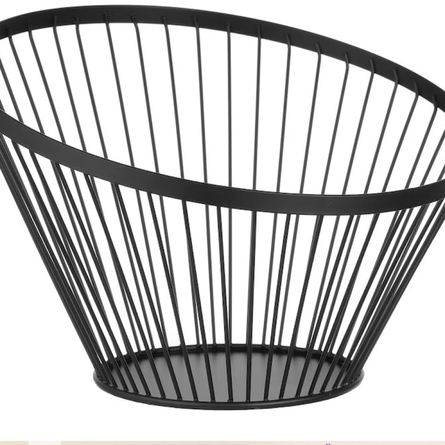 Cos Hendi negru pentru fructe, din inox, asimetric, în formă de oval