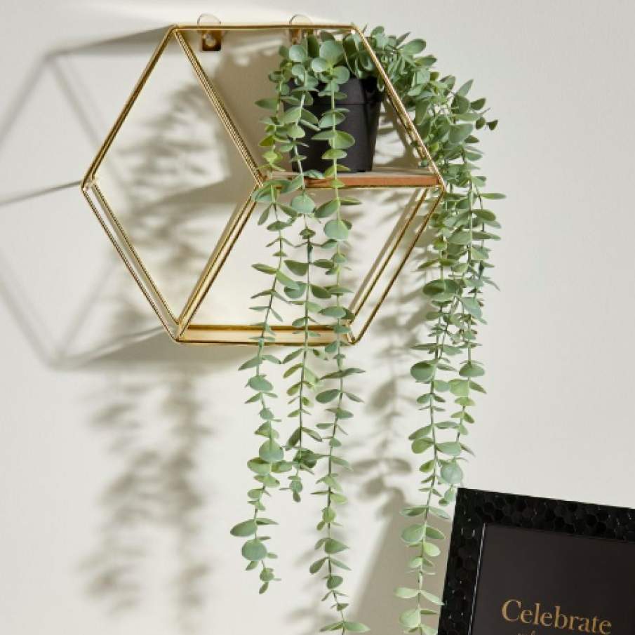 Etajeră geometrică aurie