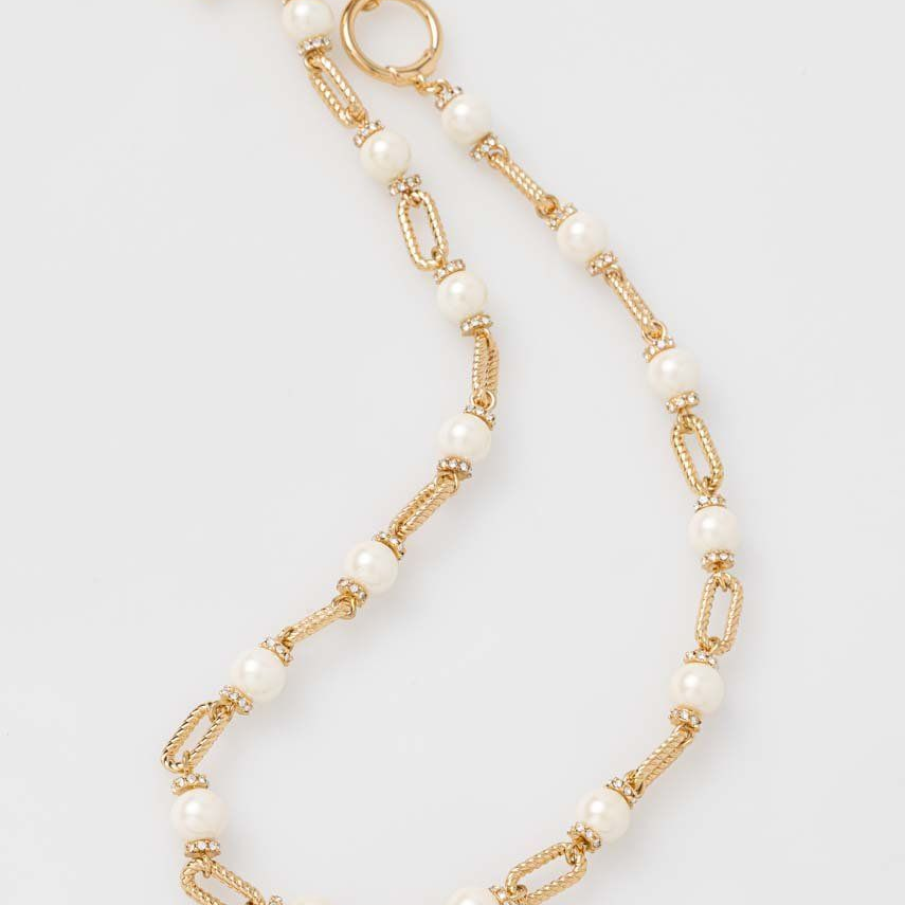 Colier auriu Lauren Ralph Lauren cu elemente decorative precum perle sintetice și miniștrasuri 