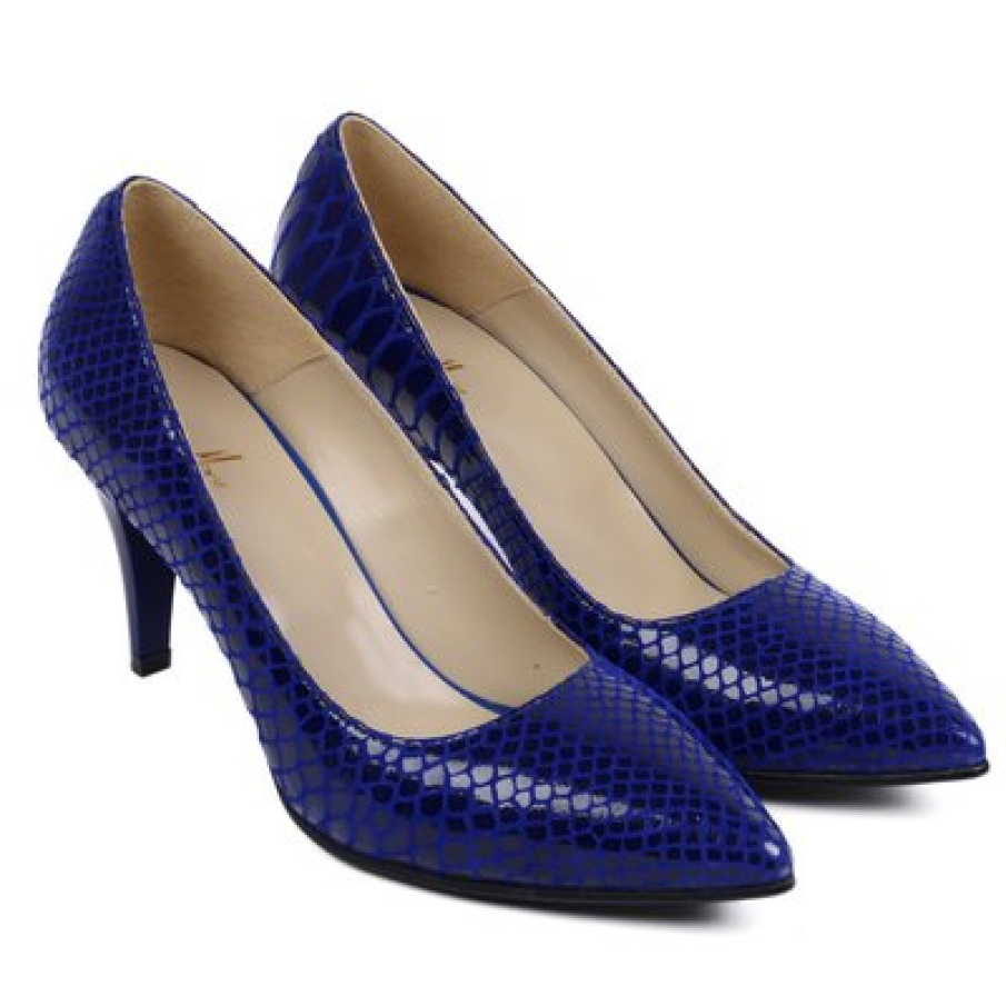 Pantofi cu imprimeu piele de sarpe albastru-electric 
