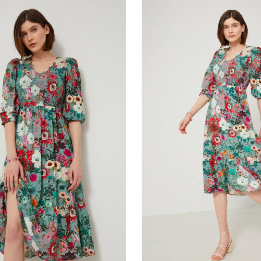 Medicine rochie culoarea turcoaz, midi, evazată