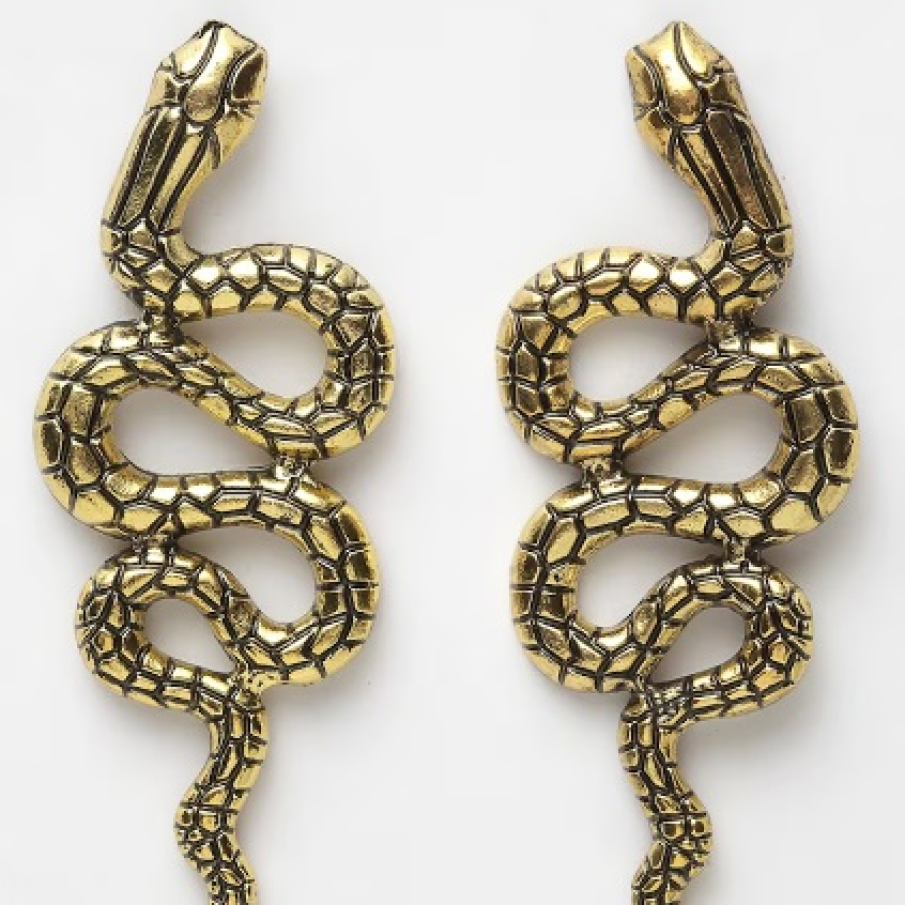 Cercei statement cu design șarpe în nuanță de auriu cu negru by AVANT-GARDE PARIS