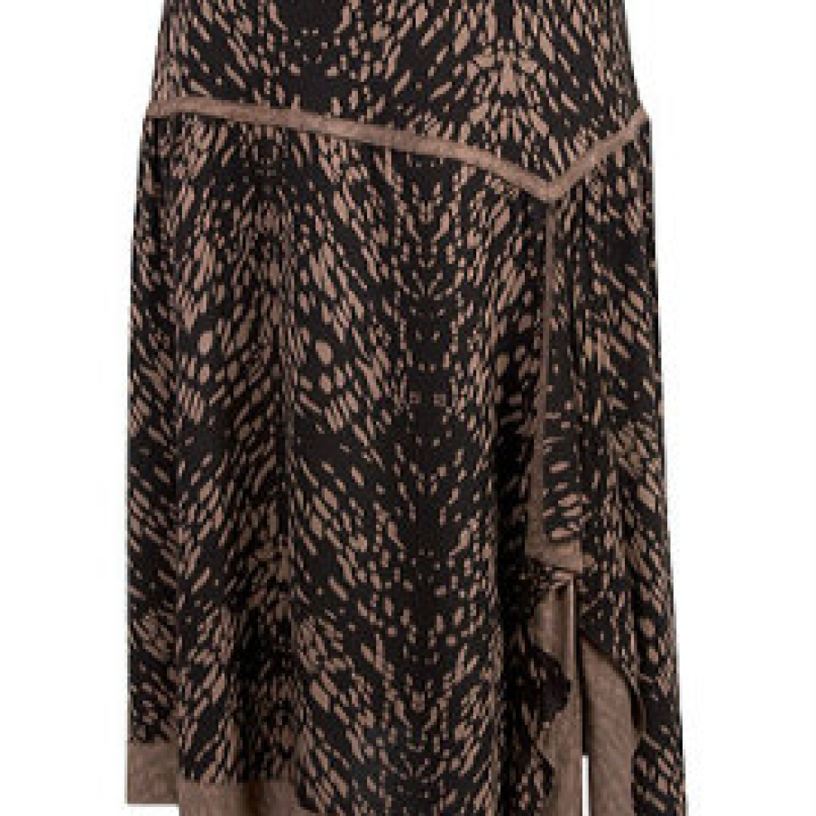 Fusta asimetrica maro din jerse