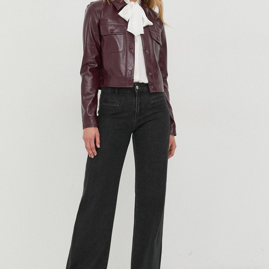 Jeansi negri MAX&Co. cu talie inalta si picior amplu, conic. Sunt confectionati din denim elastic ușor.