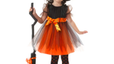 Costum Halloween fete Mica Vrăjitoare, portocalie, 3-4 ani