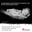 Transforma 2% din impozitul pentru venit in 100% viata pentru copii!
