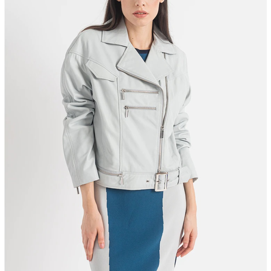 Jachetă biker deschisă la culoare, în nuanță de albastru pastel, by Armani Exchange  