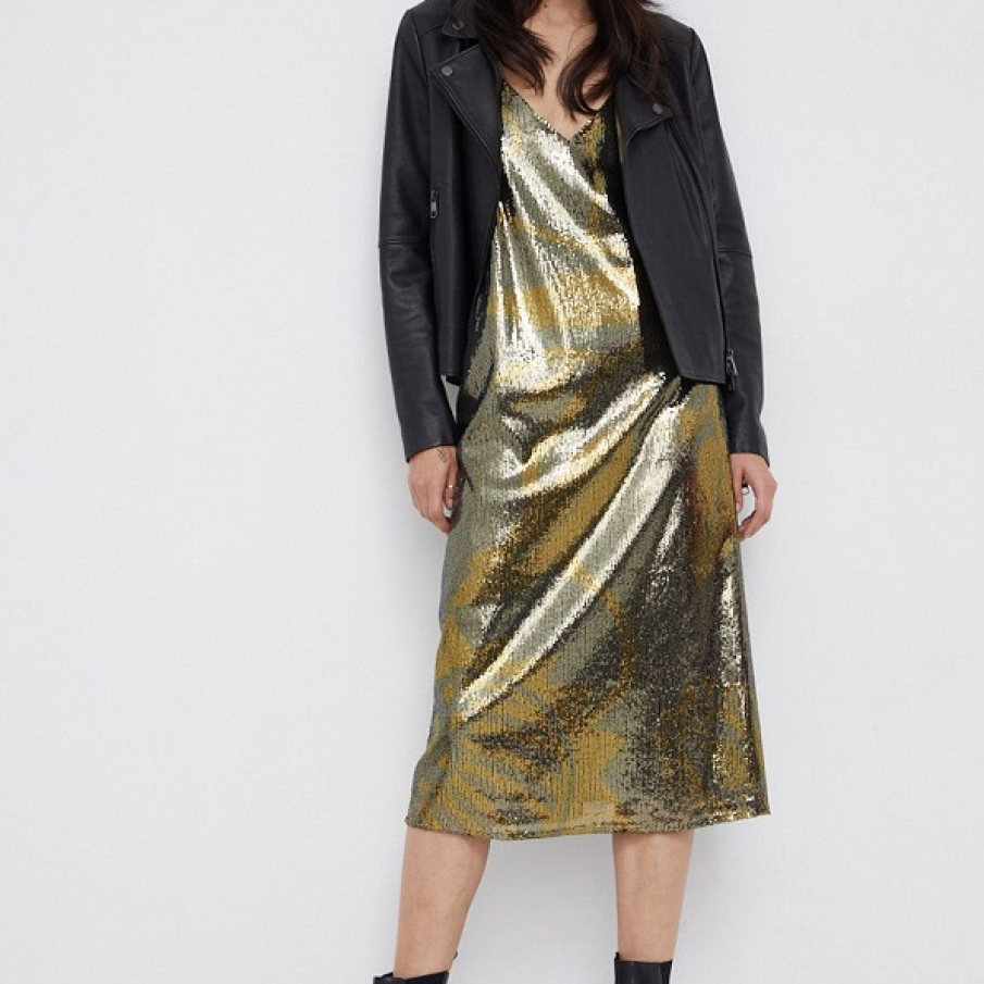 Rochie din colecția Scotch & Sodă cu decolteu în V, confecționată din material cu paiete 