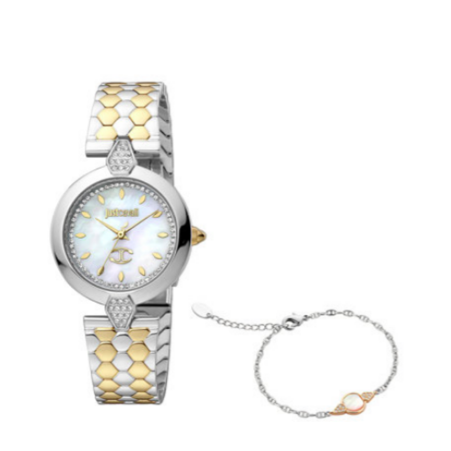 JUST CAVALLI Set de ceas cu trei indicatori și brățară