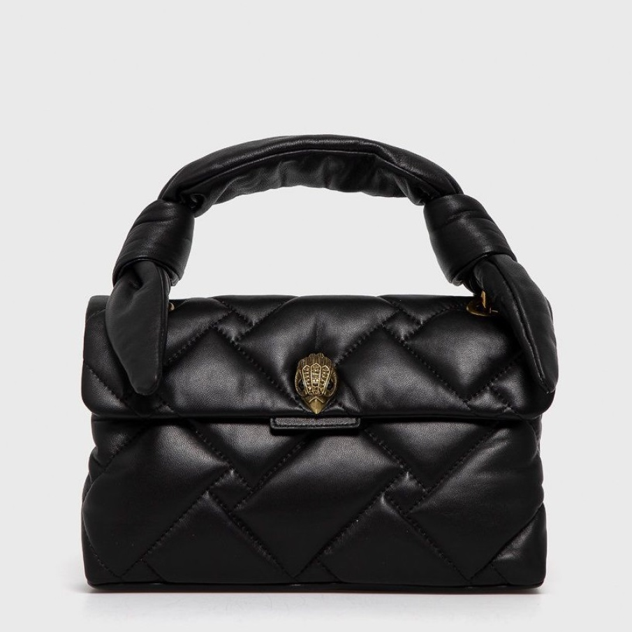 Poșetă de piele Kurt Geiger cu aspect matlasat cu adâncime de 8,5 cm și înălțime de 17 cm