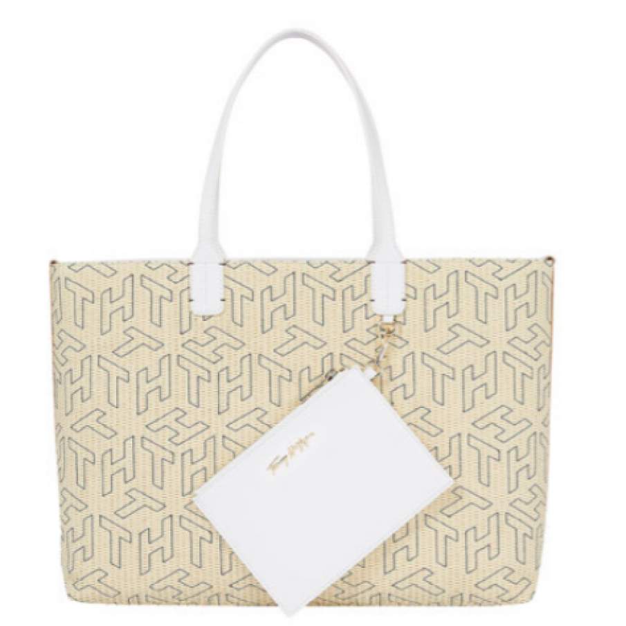 Tommy Hilfiger Geantă tote de paie cu monogramă, pentru plajă Iconic