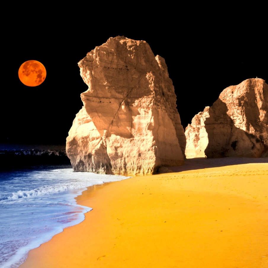 Vis nocturn în infraosu - Plajă în Portimao 