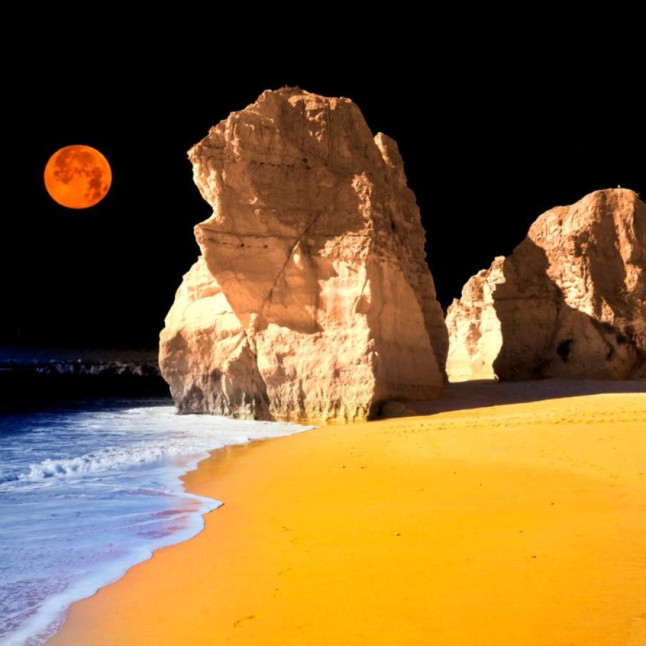 Vis nocturn în infraosu - Plajă în Portimao 