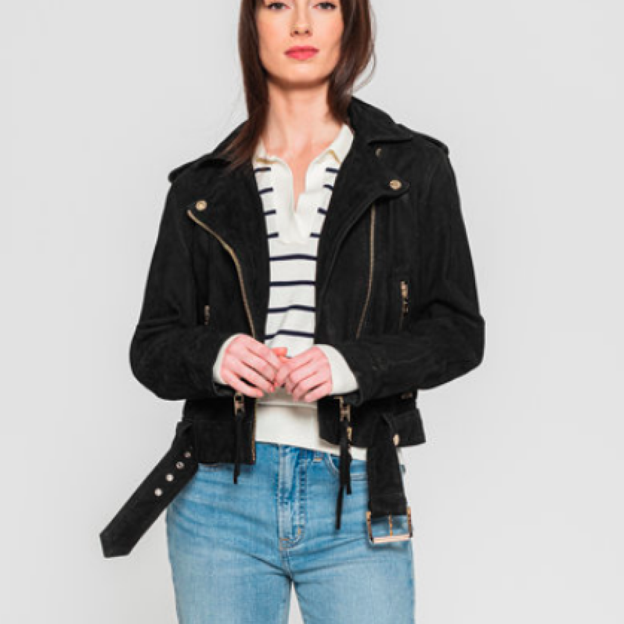 Tigha Jachetă biker de piele întoarsă All Time Fav