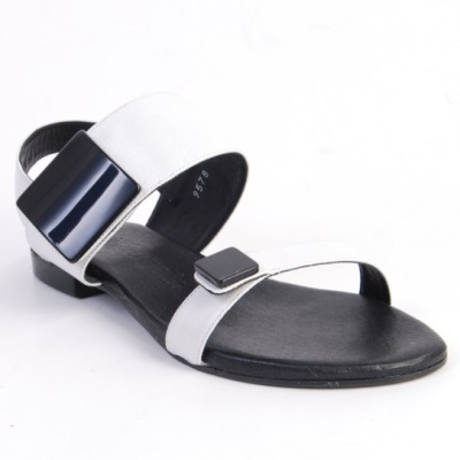 Sandale Again&Again din piele alba