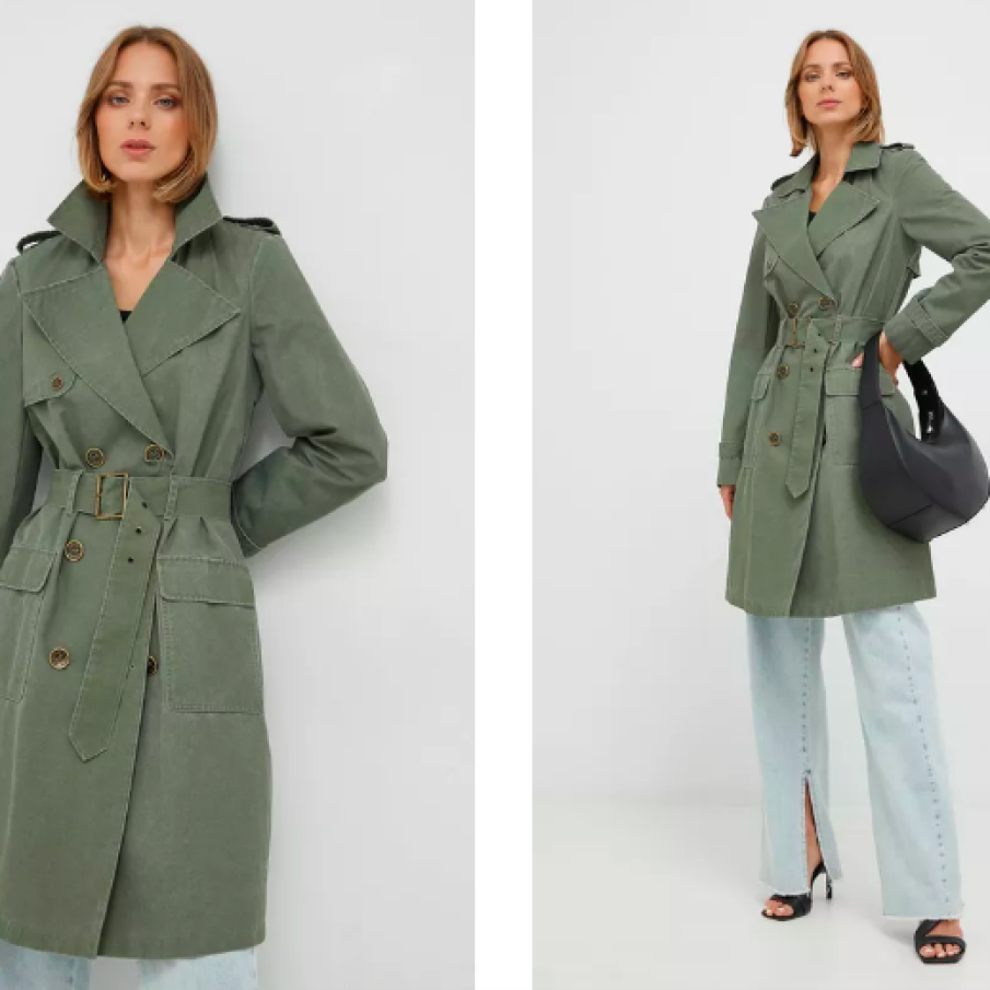 Guess trenci femei, culoarea verde, de tranziție