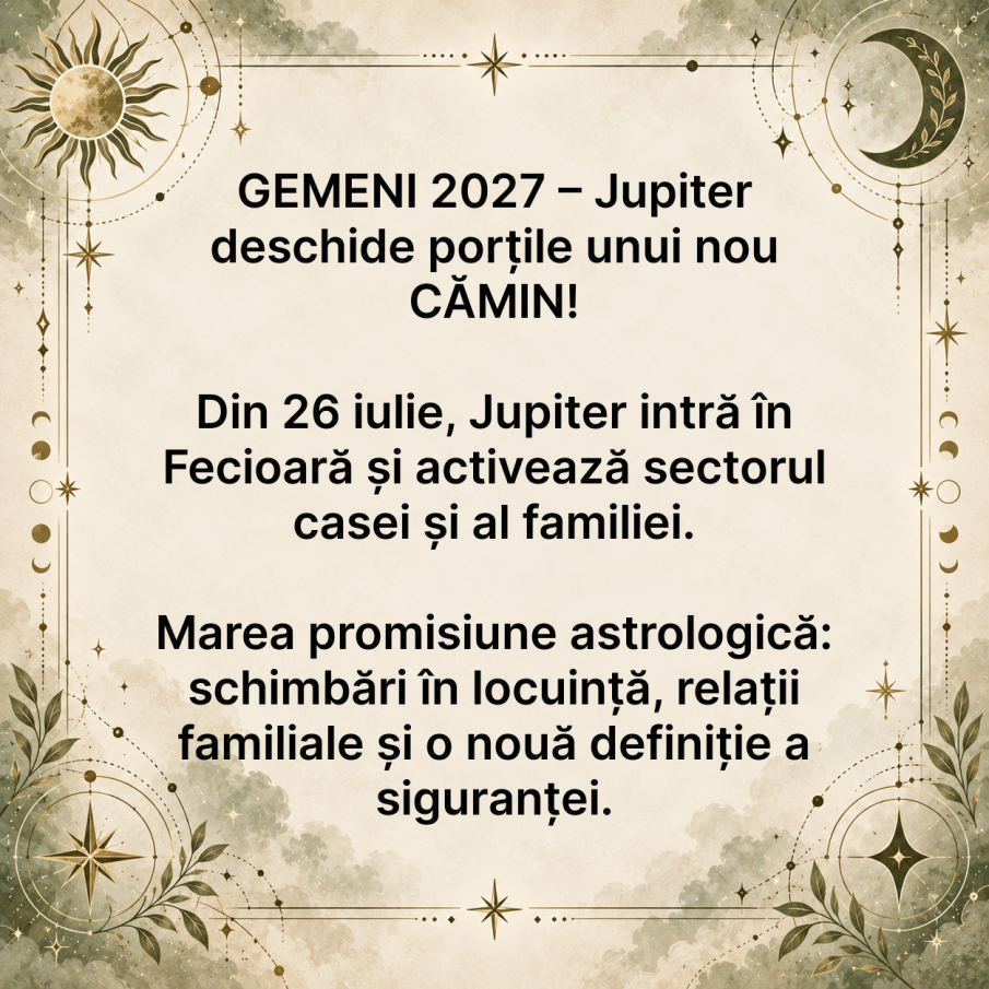 Gemeni 2027: Jupiter deschide PORȚILE unui nou CĂMIN! O schimbare poate aduce liniștea pe care o cauți de ani întregi