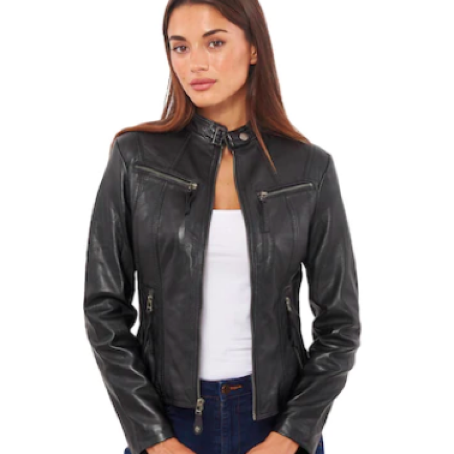 Jachetă din piele naturală NEPHELE SHEEP, Vainas