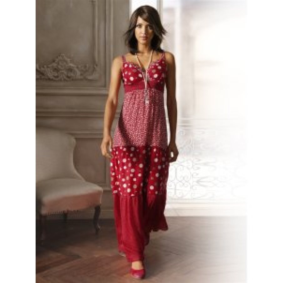 Rochie rosie cu joc de buline