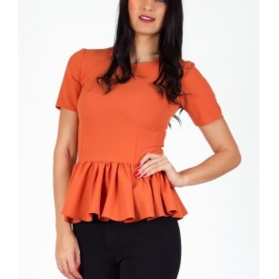 Bluza cu peplum oranj