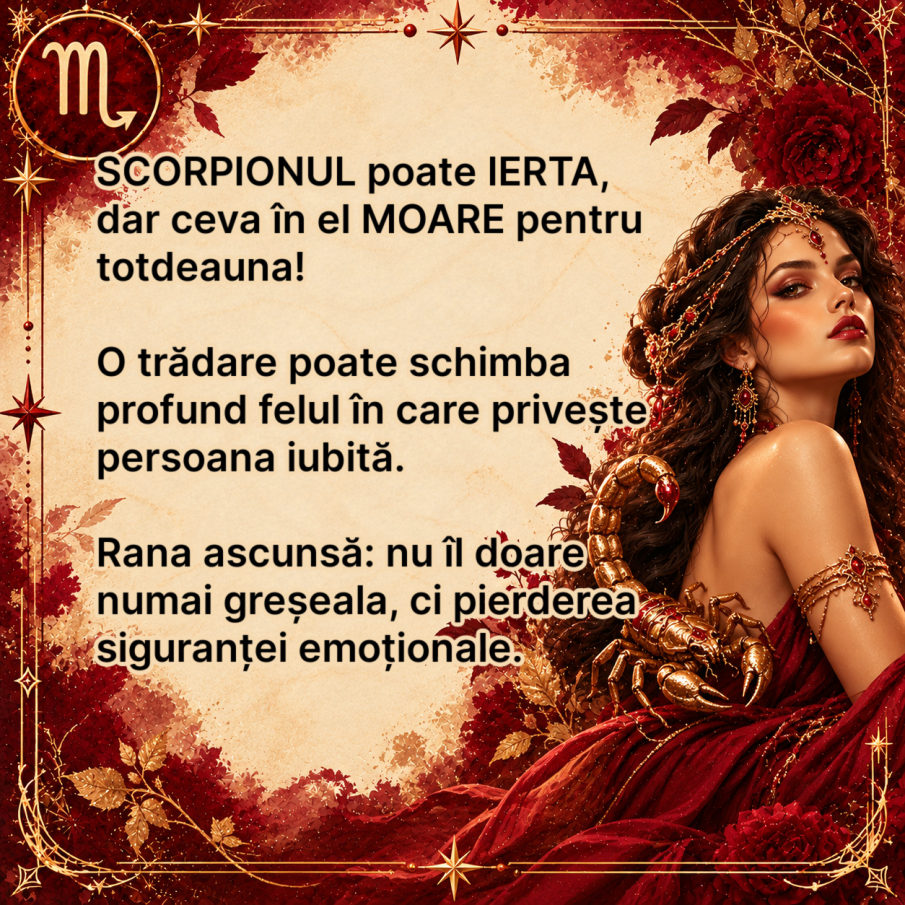 SCORPIONUL poate IERTA, dar ceva în sufletul lui MOARE pentru totdeauna! Rana pe care niciun „ÎMI PARE RĂU” nu o poate vindeca