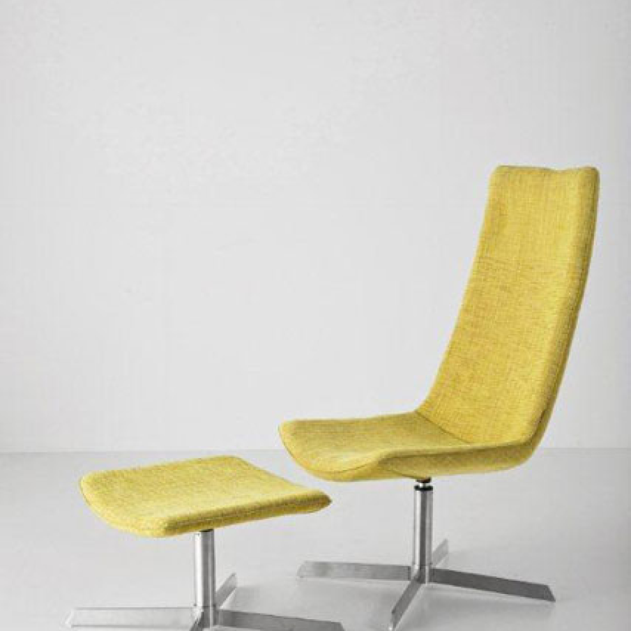 Swivel Arm Chair + Stool Goldfinger Yellow -
